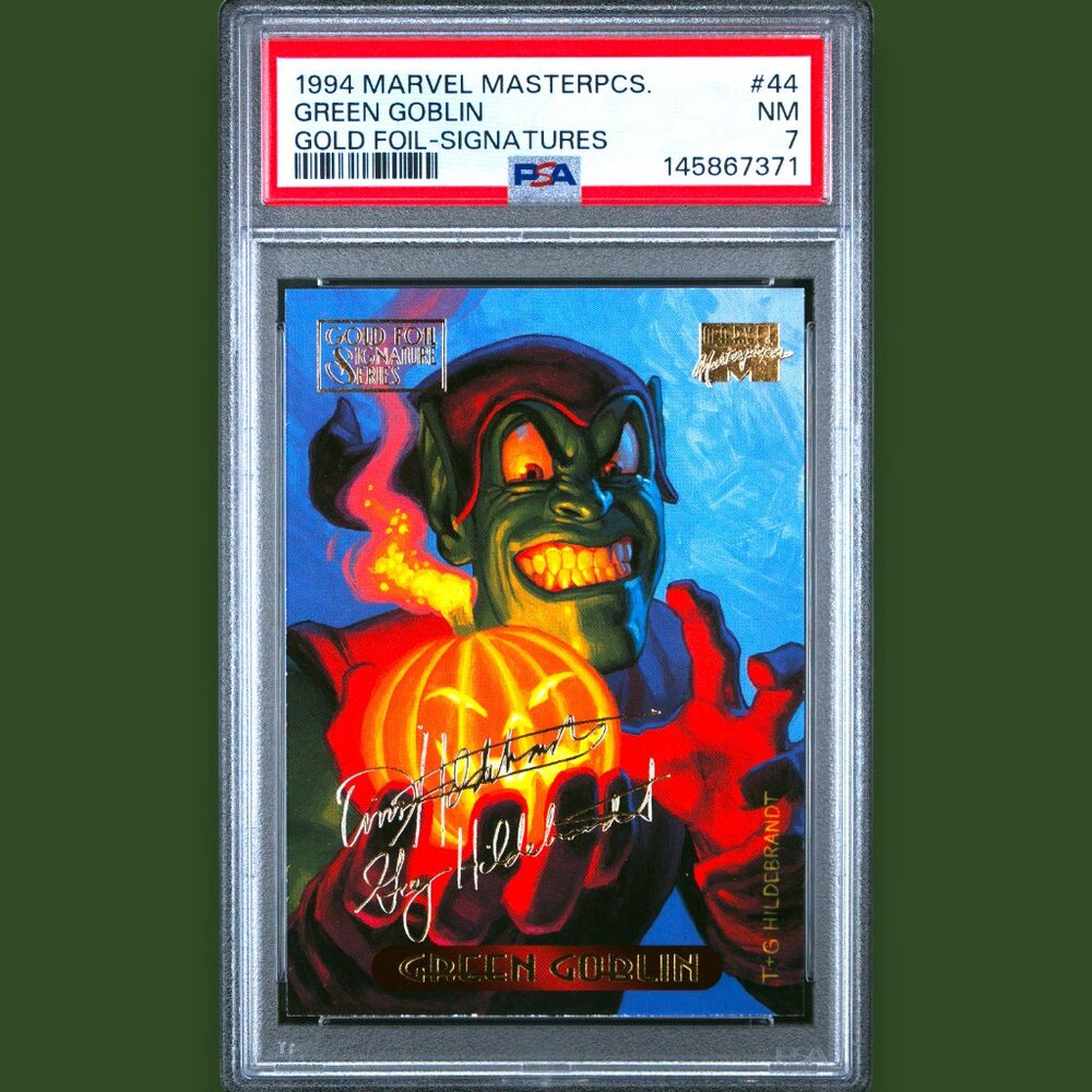 1994 Marvel Masterpieces Gold Foil Signature 44 Green Goblin PSA 7